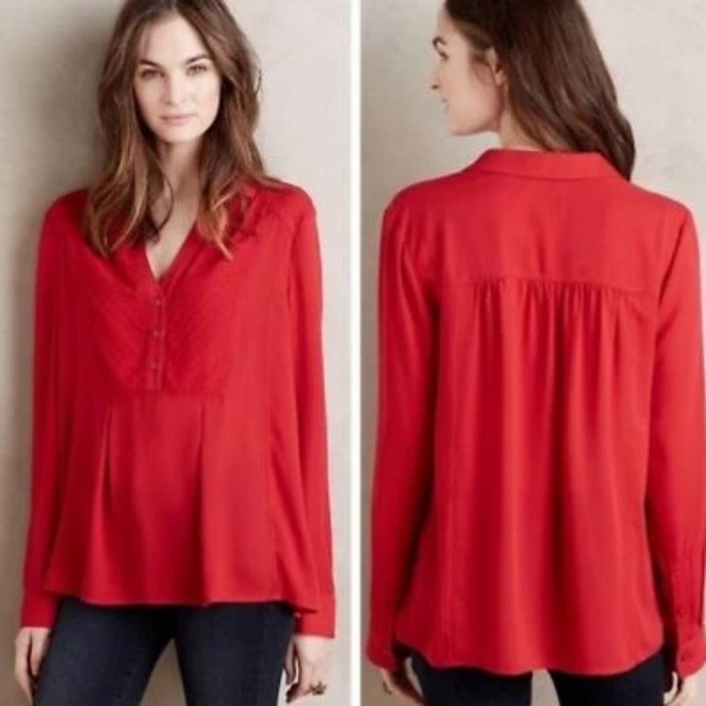 Anthropologie Maeve Red Blouse